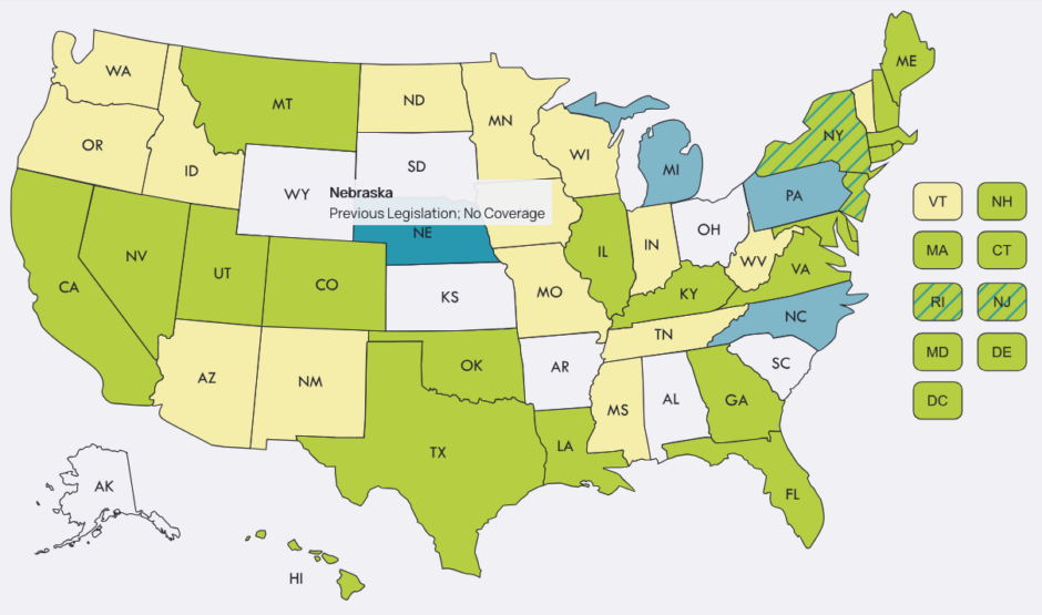 Screenshot of US states colorized by category